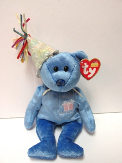 September, Birthday Bear with Party Hat<br> (2002 Series) - Ty Beanie Baby <br>(Click on picture for details)
